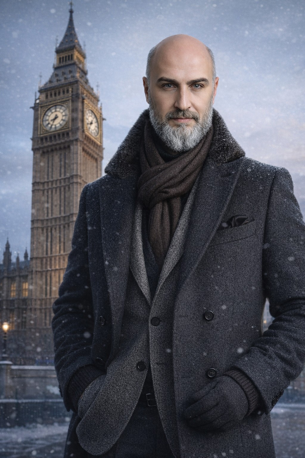 Londra’da kışlık kıyafetli portre